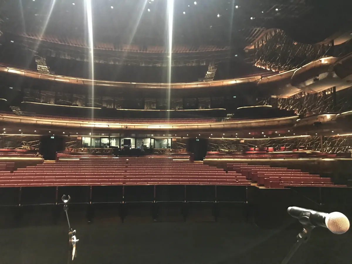 View of Dubai Opera from the stage before a live performance