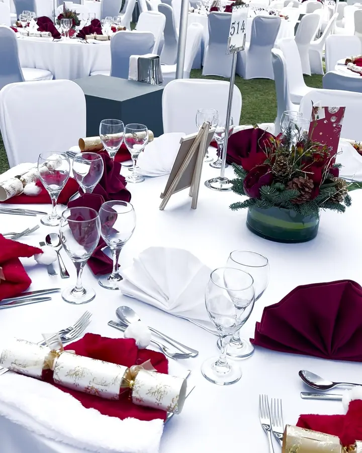 Corporate gala dinner setup at a beach hotel in Dubai