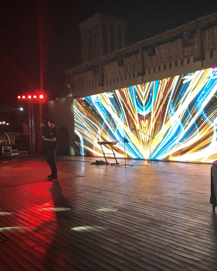 Stage with LED screen for a corporate launch in Dubai at night