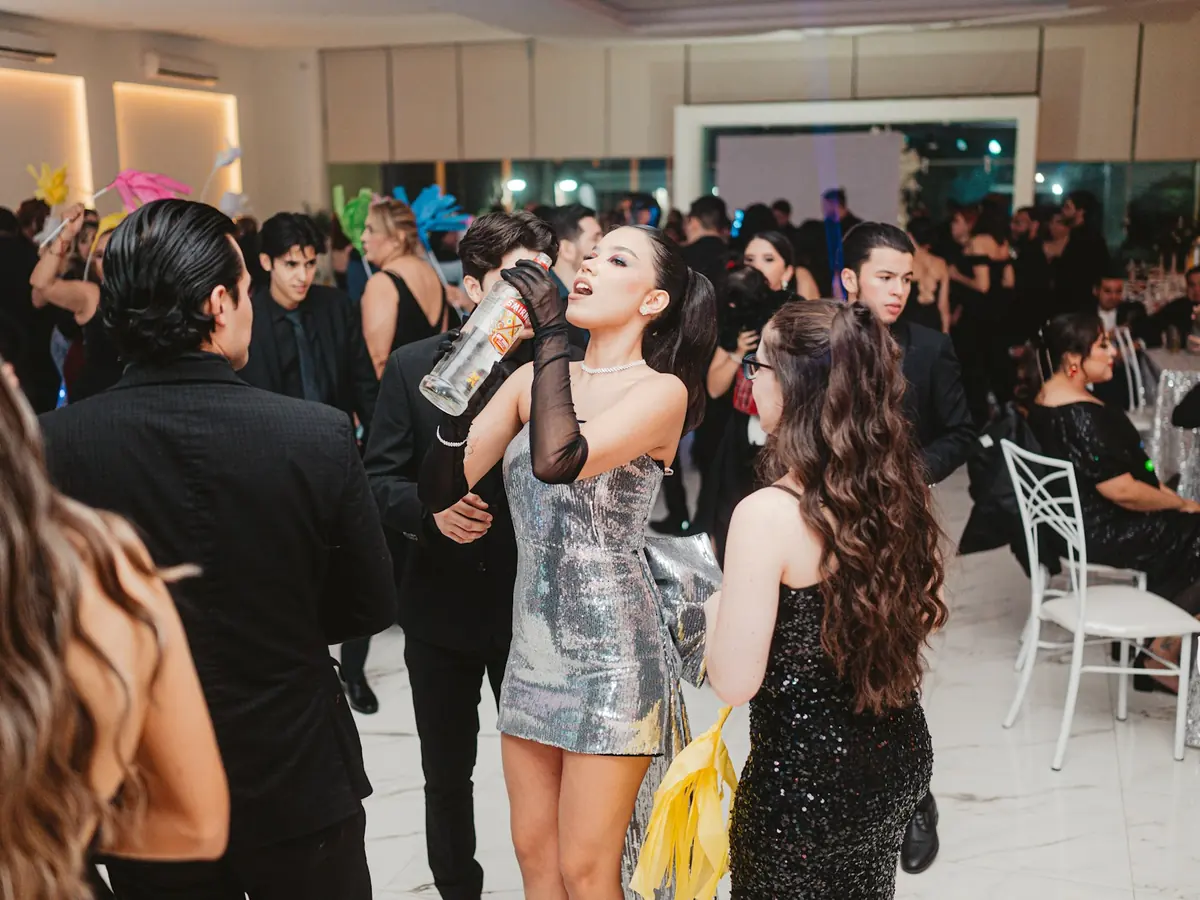 Guests dancing at a private party with live music in Dubai